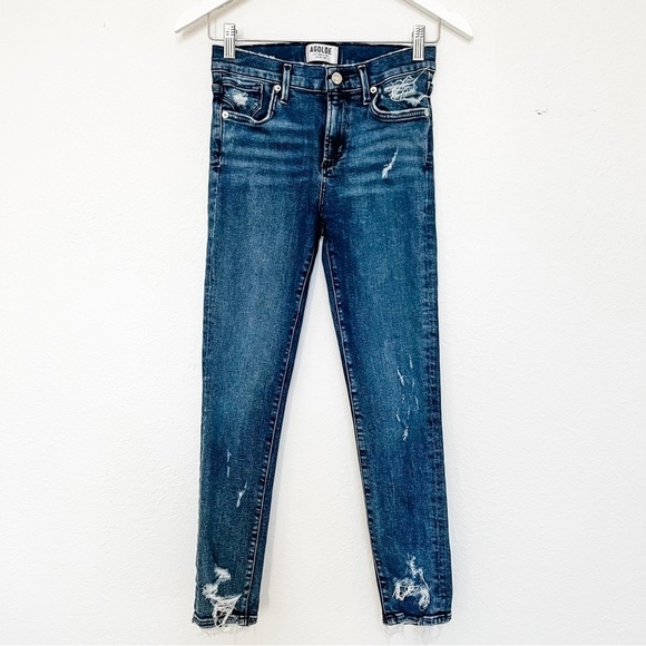 AGOLDE Sophie High Rise Skinny Distressed Jeans - Picture 1 of 13